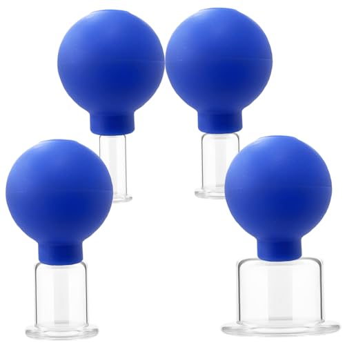 Ensemble de ventouses en verre, 4pcs Massage Massage Aspiration Aspiration Cupping Cups, Thérapie de ventouse du visage Ensemble pour le corps du corps du corps Back Back épaule Muscle et douleurs ar