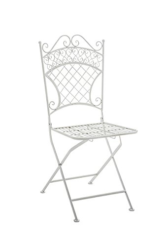 CLP Silla de Jardín Plegable Adelar I Silla de Exterior Plegable en Hierro I Silla de Exterior Estilo Vintage I Color:, Color:Blanco