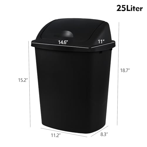 Caneca de basura rectangular 25 L negra, 4 unidades miniatura 2