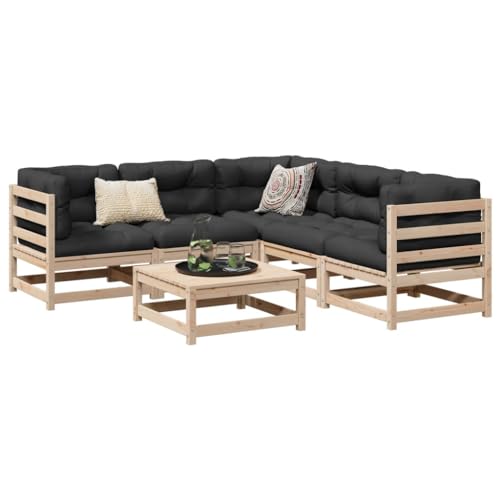 mtlskopl 6-Piece Modular Garden Sofa Set Solid Pine Wood 27.6