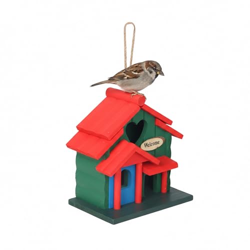 Relaxdays Nichoir déco en Bois suspendable Style Campagne 21x20x13,5 cm Multicolore