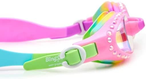 Bling2O Kids Swimming Goggles 100% Silicone Anti Fog UV Protection +6Yrs - Bubble Bath Pink Bandana