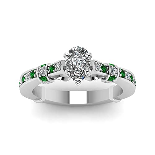 Cadeau femme décontractée bague en argent poire et pierres latérales scintillantes