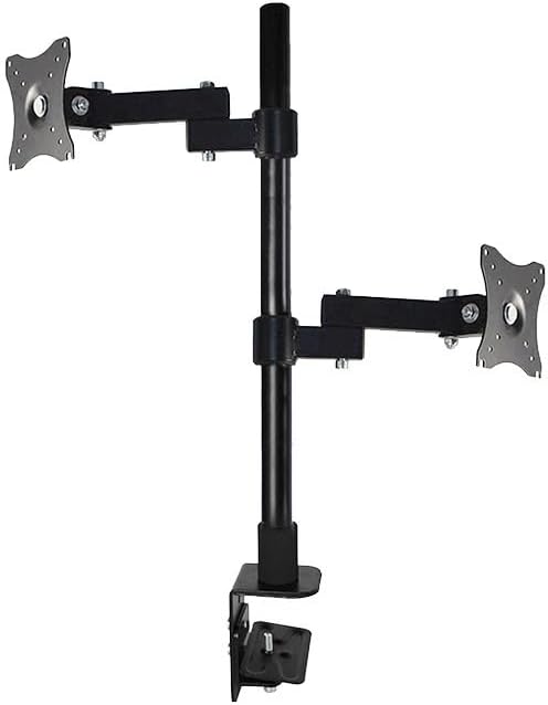 14-24 inch Upper and Lower Dual-Screen LCD Monitor Lifting Telescopic Rotating Height Increasing clamp Table Stand(Black)