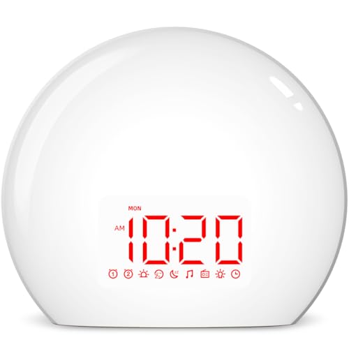 Audio and Video Receivers Sound Machine Alarm Clock Sunrise Wake Up Light with 25 Sounds Simulation Dual Alarms Bedroom Kids Adults Heavy Sleepers 12 Colors Nightlight Sleep Aid Snooze Timer Mode