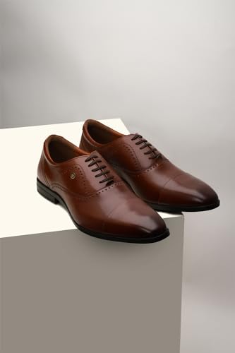 Image of Louis Philippe Men Premium Leather Breathable Lining Material Anti Slip with Heel TPR Sole Formal Oxford Shoes