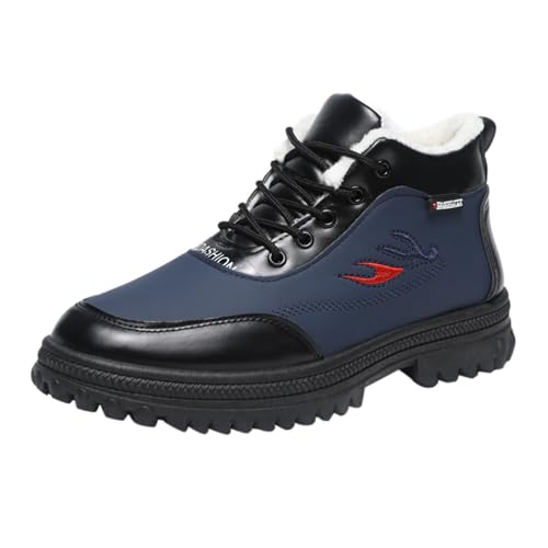 Botas de nieve para hombre, impermeables, ligeras, de caña corta, de algodón, con forro cómodo, de algodón, botas de invierno, botas de invierno, azul, 39 EU