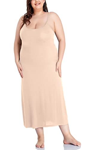 Image of Women's Full Slip for Under Dresses Plus Size Long Nightgown Cami Dress