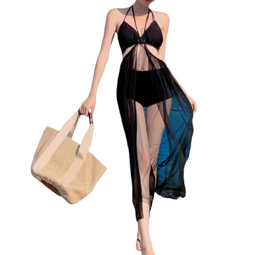 Trajes de baño de moda para mujer con falda envolvente y bikini triangular halter