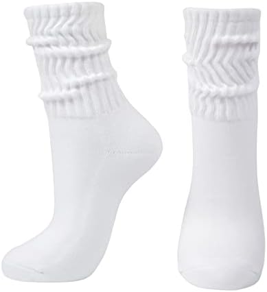Intgoodluckycc White Slouch Socks for Women, Chunky Stacked Scrunch Socks (1 Pair - White)