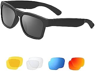 OhO Bluetooth Sunglasses,Voice Control and Open Ear Style Smart Glasses to Listen Music and Calls,UV400 Polarized Lens