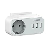 1 Steckdosen mit 3 USB Anschluss: Stecken Sie der TESSAN USB mehrfachstecker für steckdose ​einfach in eine beliebige Deutsch handelsübliche Schutzkontakt Steckdosen ein und erhalten Sie eine Erweiterung auf 1 Schuko Steckdose und 3 USB Ladeanschlüsse. Dieses Produkt kann Ihre mehr Ladeanforderungen am gleichen Ort erfüllen.