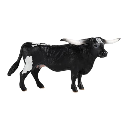AENIMELY Figurines d'animaux Taureau Longhorn Noir - Figurine réaliste d'animaux de Ferme - Jouet éducatif pour Enfants - Apprentissage cognitif -...