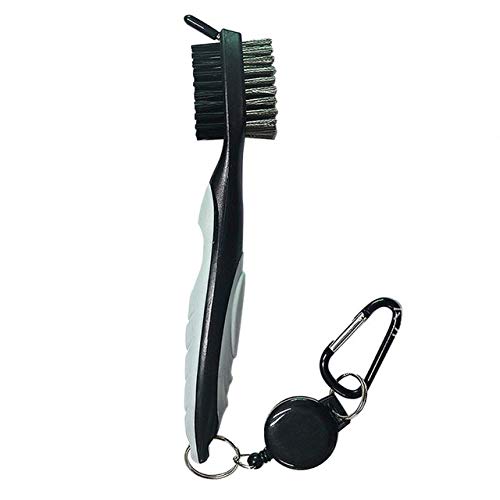 Golf Club Brush with Steel Nylon Bristles Cleaning Spike Retracta