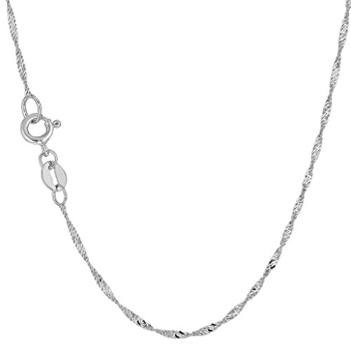 10k White Gold Singapore Chain Necklace 1.5mm 16