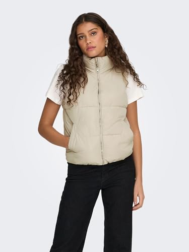 JdY Women's JDYNEWERICA Short Waistcoat OTW NOOS Weste, Moonbeam/Detail:Silver Zipper, S – Ansicht 2