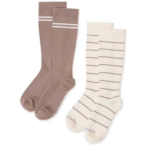 Kindred Bravely Compression Socks 2-Pack | Graduated Compression Socks for Circulation Pregnancy Travel (Taupe & Ivory, Small)