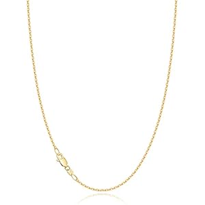 Jewlpire Solid 18k Gold Over 925 Sterling Silver Chain Necklace for Women, 1.2mm Cable Chain Necklace Thin & Dainty & Sturdy Women’s Chain Necklaces 14/16/17/18/20/22/24 Inch