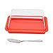 Pojemnik na masło, plastikowy nóż do masła z przezroczystą pokrywką do restauracji do kuchni(Kwadratowy czerwony)