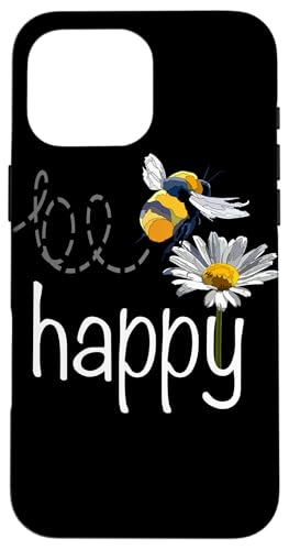 Be Happy Bee �f�C�W�[�t�����[���o�[�C���X�s���[�V�����O���t�B�b�N �X�}�z�P�[�X iPhone 16 Pro Max �p