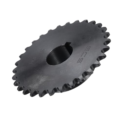 Image of uxcell #35 Chain Roller Sprocket B Type, 1 inch Bore 30 Tooth Single Strand Chain Sprocket, Carbon Steel, Keyway with Set Screws