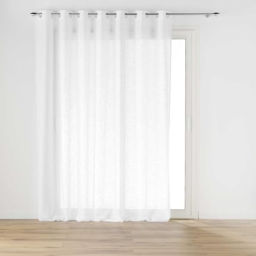 Douceur d'Intérieur, Voilage à Œillets (240 x 240 cm) Haltona Blanc, Effet Lin Tissé