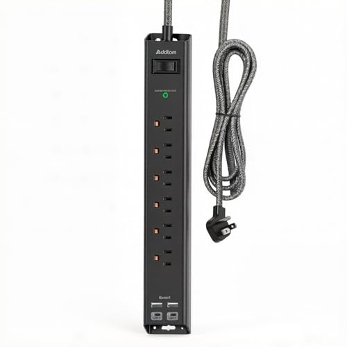Image of Surge Protector Power Strip - 2ft Extension Cord with 6 AC Outlets 4 USB