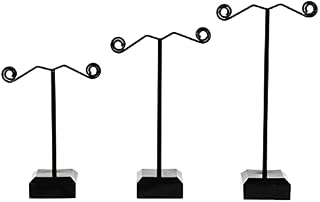 Tinksky 3Pcs Metal Earrings Holder Earrings Organizer Jewelry Display Stand T Stand for Stud Dangle Hoop Earrings (Black)