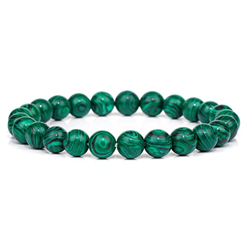 Bracelet en malachite et agate verte 19cm pour homme et femme