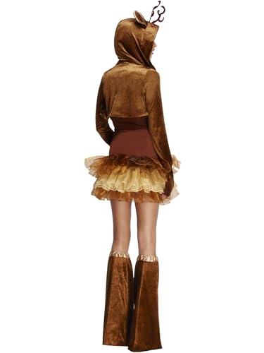 Smiffys Fever Reindeer Costume, Tutu Dress, Brown with Detachable Clear  Straps, Jacket & Bootcovers, Fever Fancy Dress, Adult Dress Up Costumes -  BigaMart