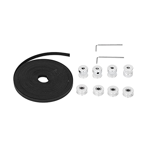 GT2 Timing Belt Pulley, Aluminum Alloy Synchronous Wheel Belt Kit 20 Teeth Timing Pulley Set 5M 3D Printing Parts, Belt 