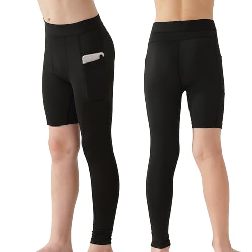 Youth Boy One Leg Compression Pants for Basketball Full Length Leggings Sports Tights Kids Athletic Soccer Base Layer3