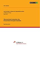 �konomische Evaluation des Erneuerbare-Energien-Gesetzes 3668090823 Book Cover