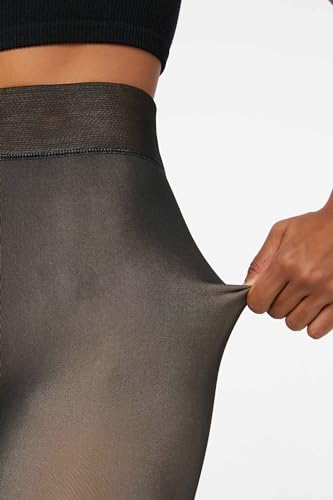 Image of LA12ST Women's Fake Translucent Warm Pantyhose Fleece Lined 200D Tights 2 Pairs Opaque High Waisted with Control Shaper Thick Tights