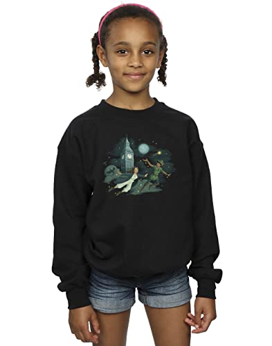 Disney Girls Peter Pan And Wendy Big Ben Clouds Sweatshirt Black 12-13 years
