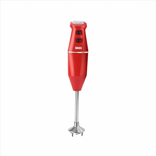 Image of BOSS Crystal Hand Blender | Specially designed Aerator Blade | Powerful 275W Motor | 2 Speed operation | Red | Wall bracket for storage, 3 year warranty*