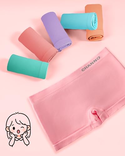 Channo Mädchen Unterhosen aus Nahtlosem Nylon im Boxer-Schnitt: Elastisch und Atmungsaktiv geeignet für Schule Alltag Aktivitäten und Sport 5er-Pack Mehrfarbig für Mädchen und Teenager von 4–16 Jahre – Bild 3