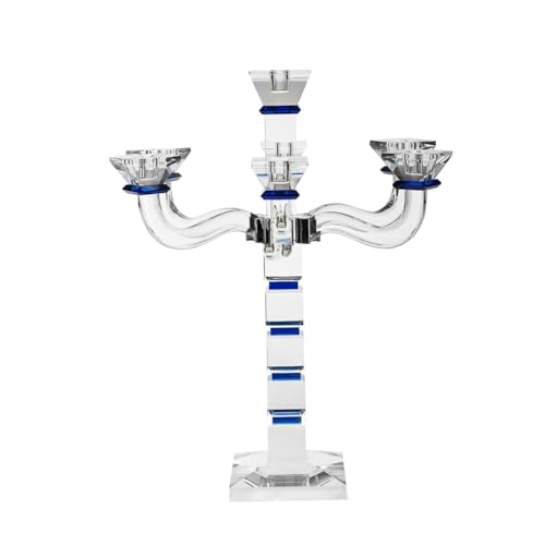Crystal Candelabra, Glass Candleholder, Decorative Table Centerpiece Shabbat, 18