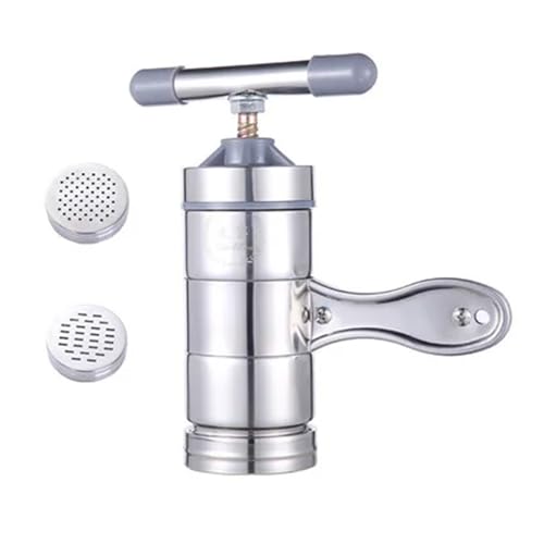 Prensa Manual de Fabricante de fideos de acero inoxidable, máquina de Pasta for el hogar, cocina, herramienta de fideos frescos DIY con 2 o 5 troqueles(2 heads)