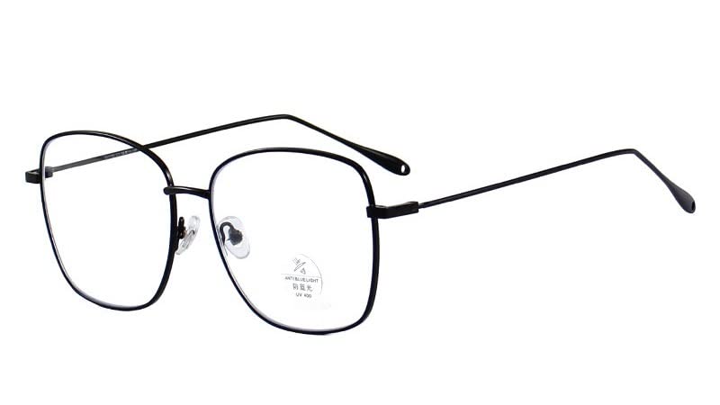 Okulary do czytania blokujące niebieskie światło dla mężczyzn, stylowe okulary do czytania z metalu z wygodnymi zawiasami sprężynowymi, okulary nieoślepiające (kolor: czarny, rozmiar: +1,00)
