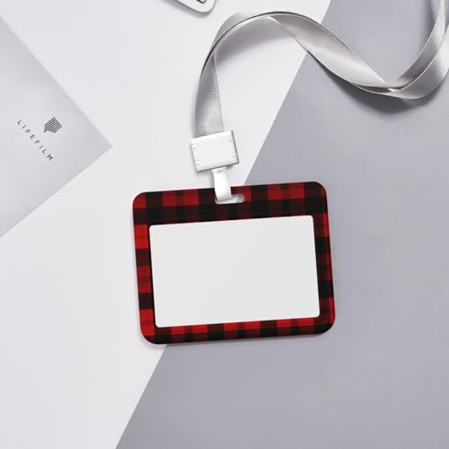 Rldobofe GSREYGHTGDRSDFGDS8 Sliding Id Badge Holder Plastic Horizontal Badge Holder Card Case Protector Plaid Red And Black Id Card Holder thumb #7