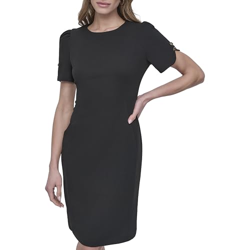 10 Best Sheath Dresses for Women That Elevate Any Wardrobe 2 DKNY Women's Short Sleeve Jewel Neck Sheath Dress