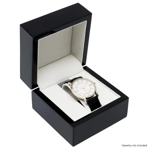 Noble Piano Wood Watch Gift Box - Luxury Single Watch Box - Comes With A Two Piece Packer And Ribbon (Black) #TOP1