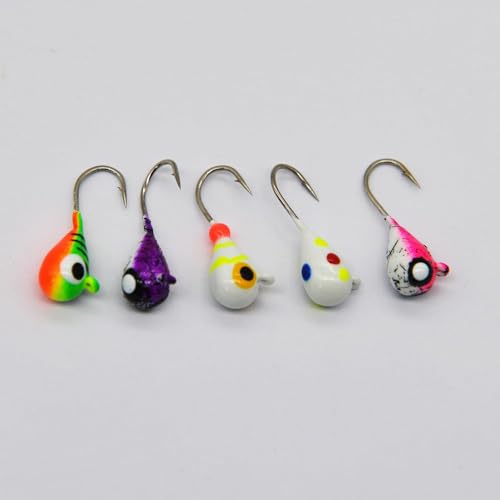 ALICHINO Ice Fishing Jig Set - Tungsten Ice Jig Head Hook Set (5MM, 5PCS) for Panfish & Crappie