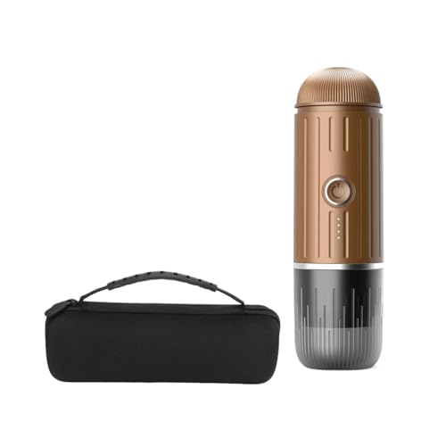 ILJXPOZB Cafetera Expreso Portátil 2 En 1: Cafetera Eléctrica De Cápsulas En Polvo For Coche, Casa Y Camping(Brown,US)