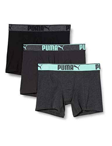 PUMA Lifestyle Sueded Cotton Boxer 3P Box Pantaloncini, Verde (Mint Combo 005), M (Taglia Produttore:050) (Pacco da 3) Uomo