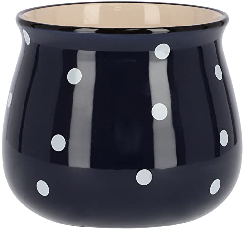 KOTARBAU® Maceta de cerámica 125 mm, Maceta de lunares blancos, Maceta azul, Maceta redonda de ceramica esmaltada, Macetero decorativo, Forma de un tazón, Maceta andaluza, Tiesto para flores y plantas