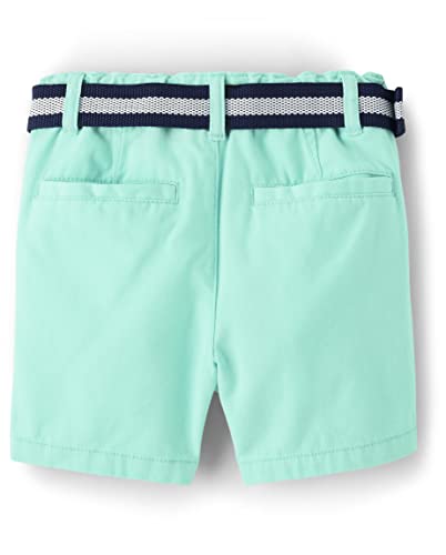 The Children's Place Baby Boys' and Toddler Twill Belted Chino Short, Mellow Aqua, 2T - image 2