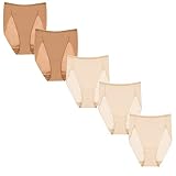 Naomi & Nicole Women’s Microfiber Hi-Cut Panties with Invisible Stay-Put Edge (5-Pack) 2XL