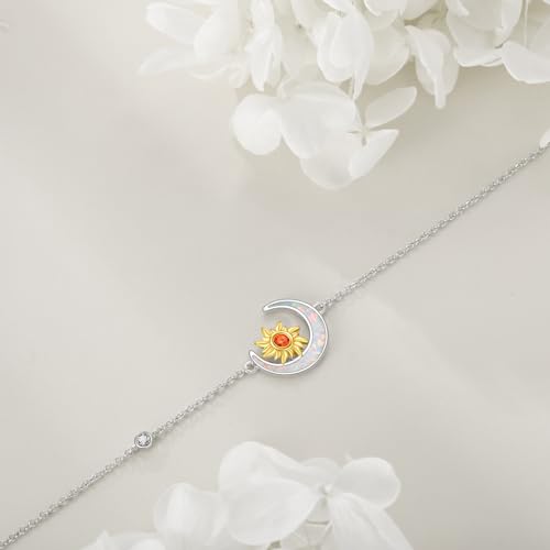 Bracelet lune et soleil argent 925 opale cadeau idéal elle - 4